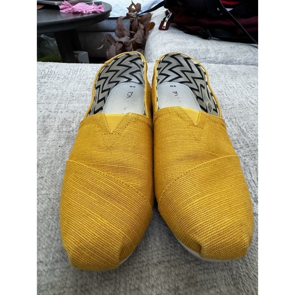 TOMS Alpargata Slip On Canvas Shoes Womens Size 11 Yellow Gold Marigold EUC